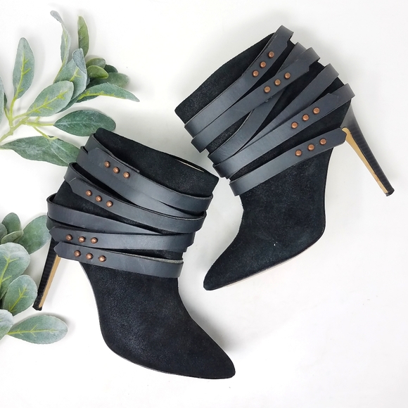 Joe's Jeans Shoes - JOE'S Strappy Leather Heeled Boots Booties 10M